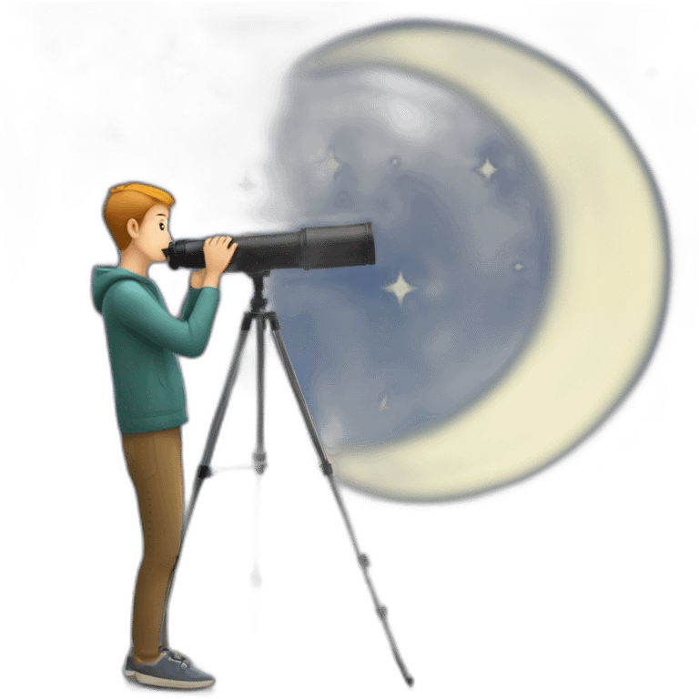 a person looking at the moon using a telescope emoji