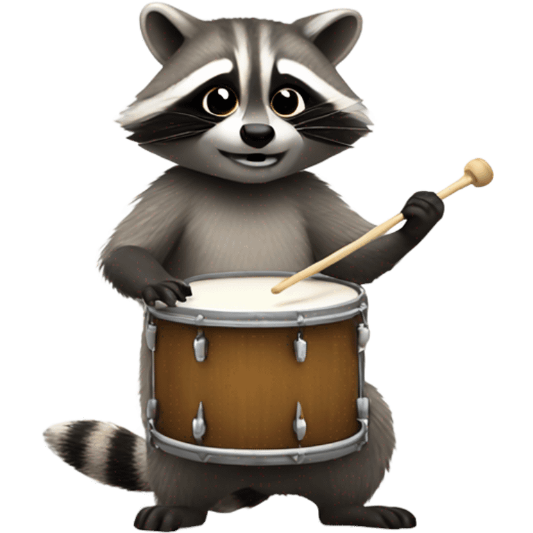 Raccoon playing drums emoji