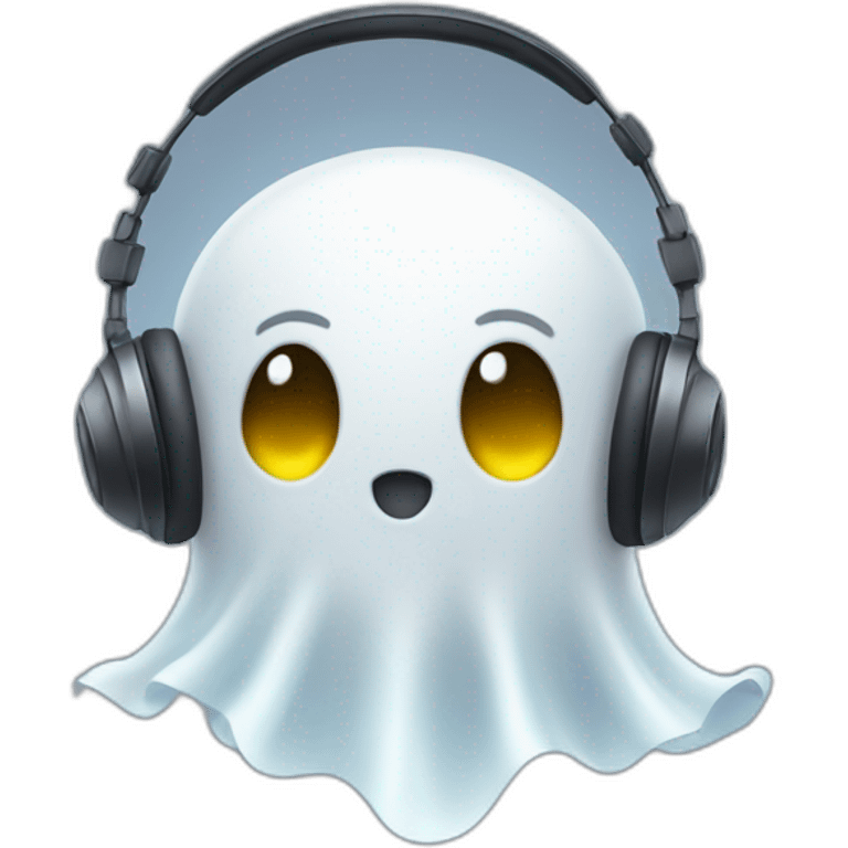 flying ghost in big headphones emoji