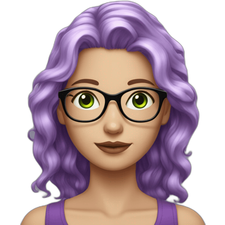 white-girl-purple-wavy-hair-green-eyes-square-glasses emoji