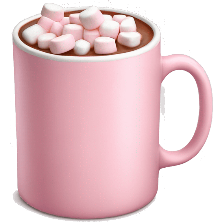 Light Pink mug of hot chocolate with marshmallows  emoji