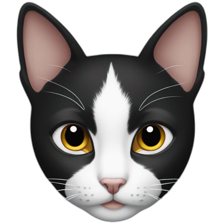 Black and white cat with mini ears emoji