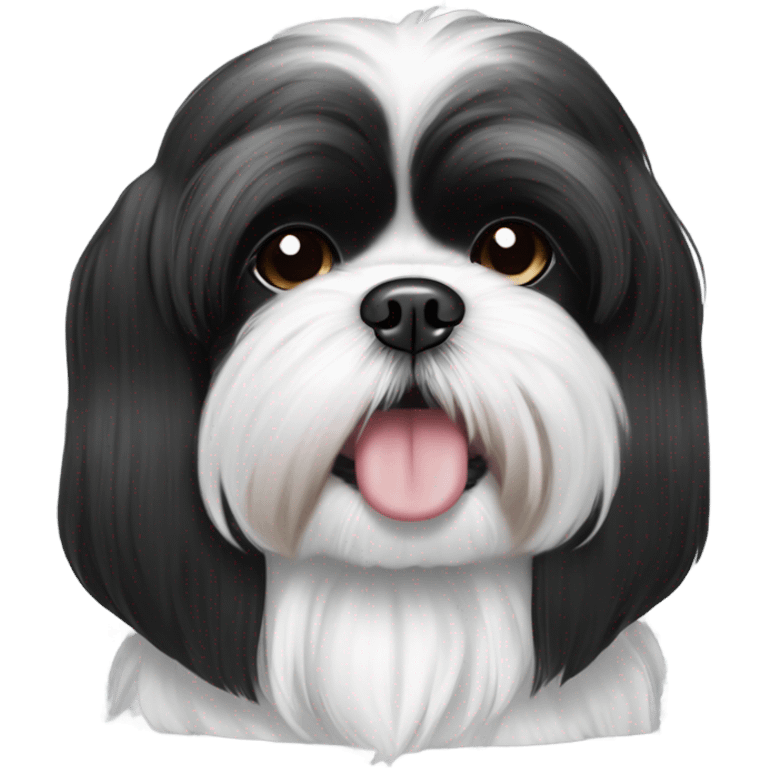 black and white shih tzu maltese dog with slight underbite emoji