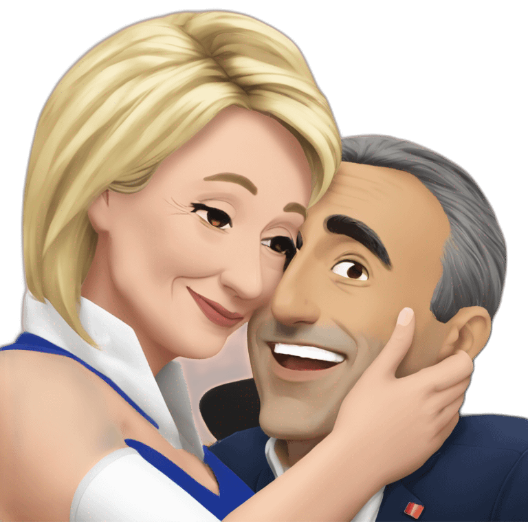 Marine le Pen et Éric Zemmour qui s'embrassent emoji