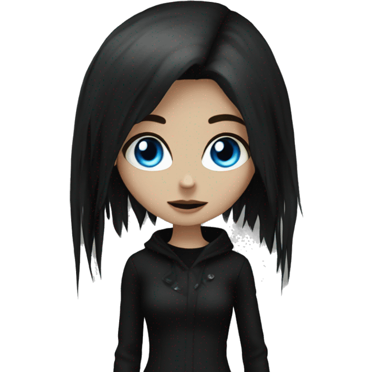 Goth girl blue eyes black boots black clothes  emoji