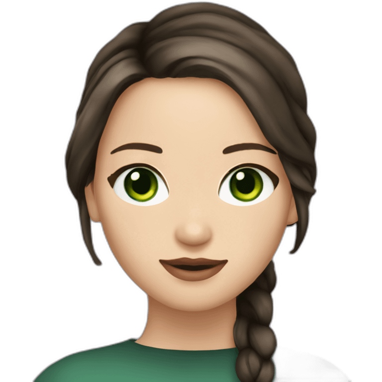 Jennifer Lawrence with Green eyes and dark hair emoji