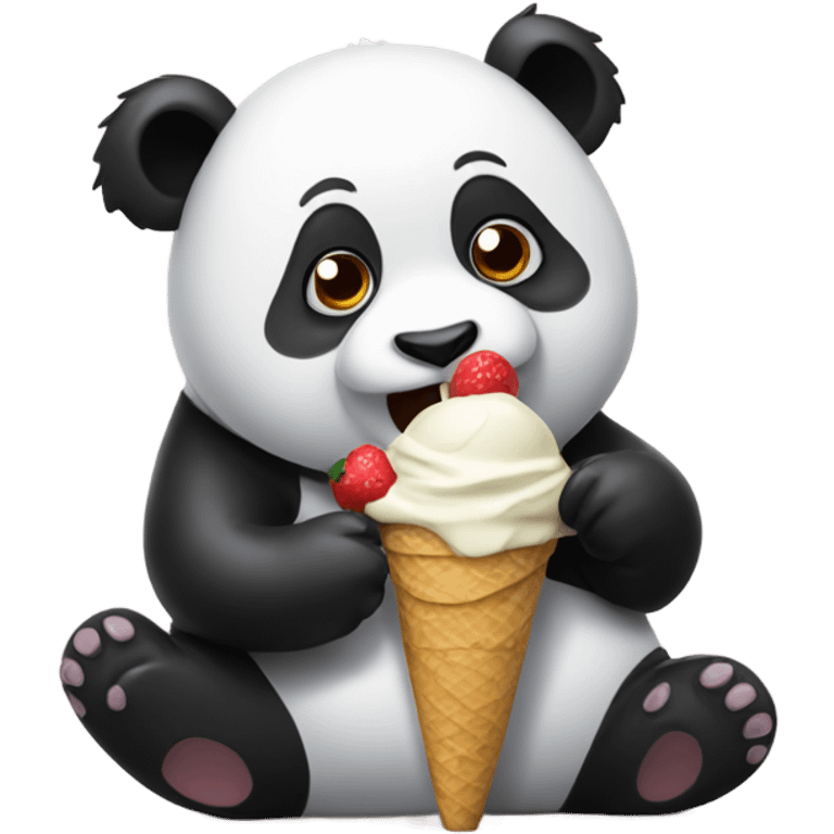 Panda eating ice cream emoji