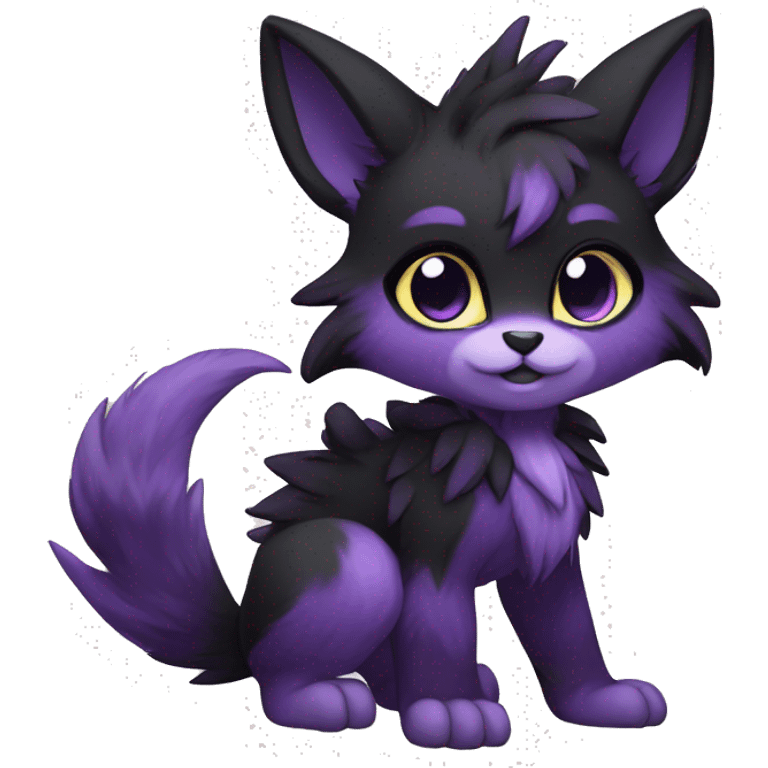 Anthro-Edgy-Cool-Black-Purple-Contrast-Colors-Fantasy-Fur-Sona-Chibi-Shiny-Fakémon-Hybrid full body emoji