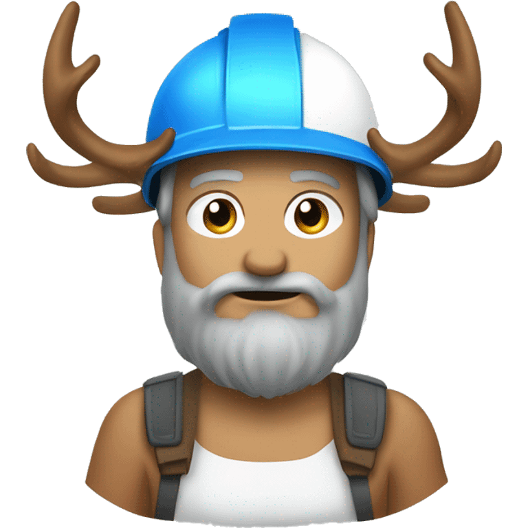 sticker, elk, blue, builder, in a white helmet, with big horns emoji