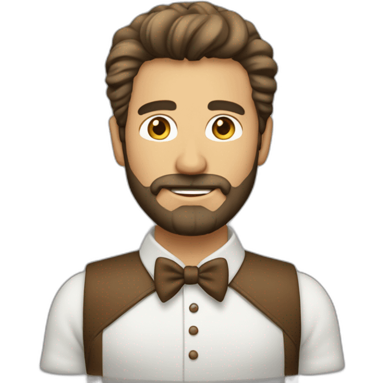 hombre blanco con barba castaña y cabello ondulado castaño emoji