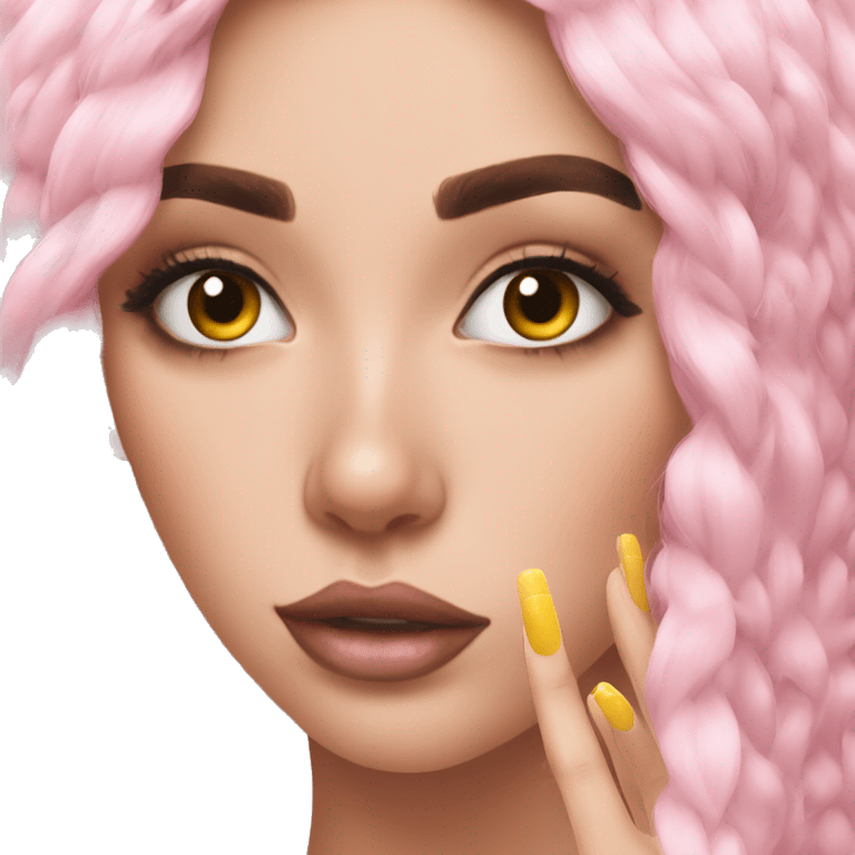 Nails, duck face and lashes aesthetic emoji