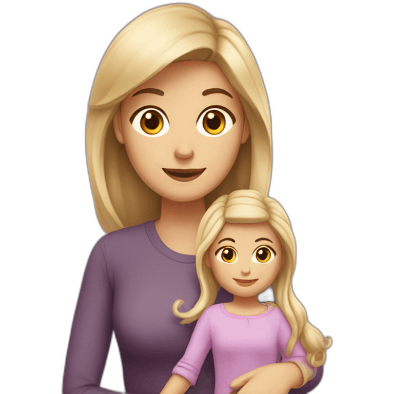 Maman brune qui fait un câlin à ça fille blonde emoji