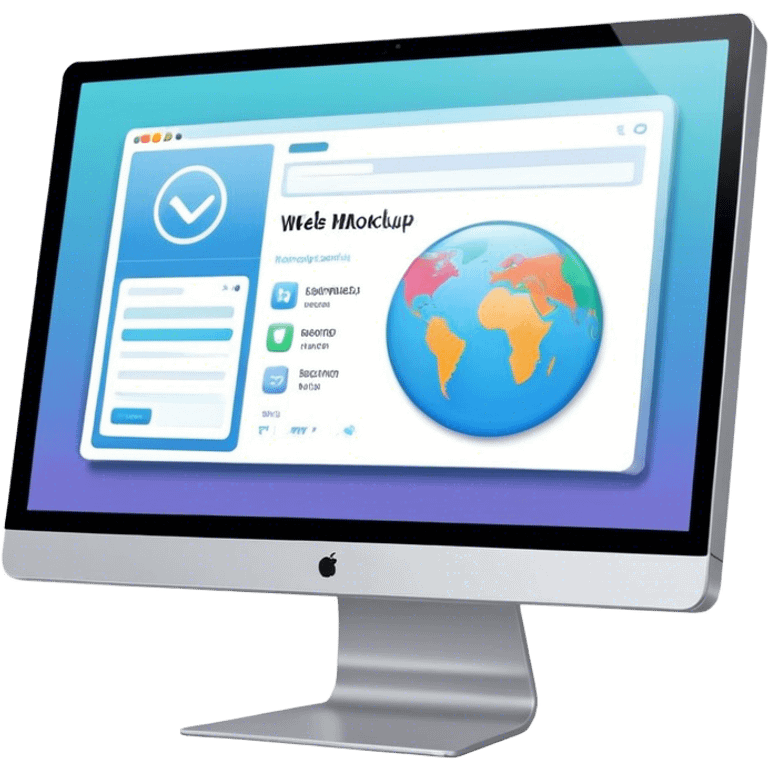 Create an emoji for UX/UI design. Show a monitor or tablet with a web interface mockup displayed on the screen. Use modern, professional colors. Do not include any emojis or smiley faces. Make the background transparent. emoji