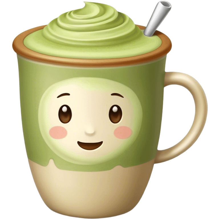 Matcha latte in realistic beige colored mug emoji