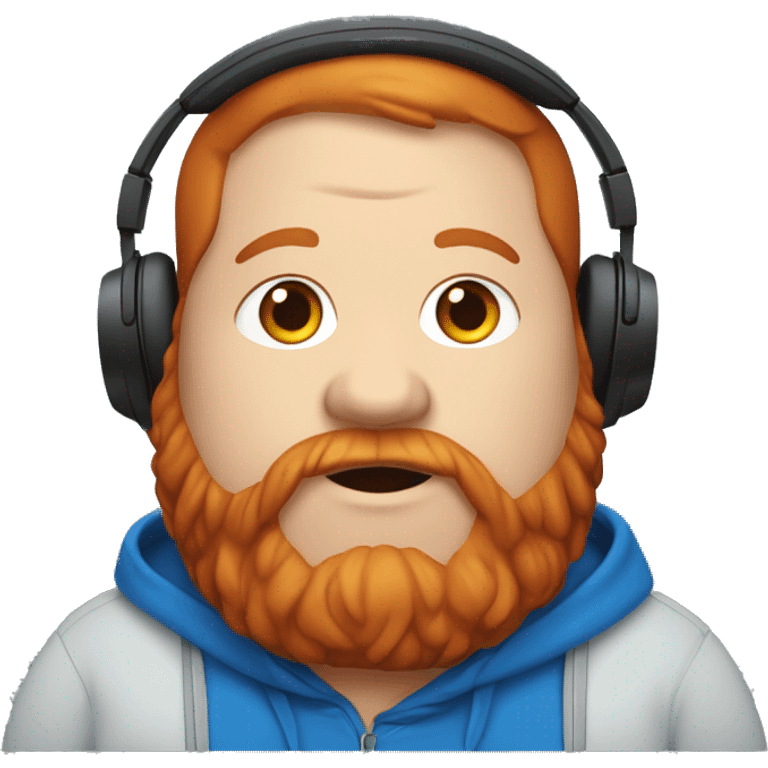 extremely fat and overweight red head wearing blue hoodie with beard and headphones emoji