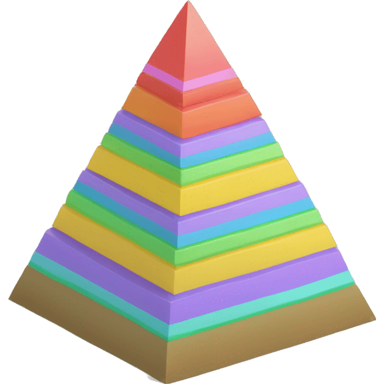 maslow pyramid in 3d isometric, colored with only five levels emoji