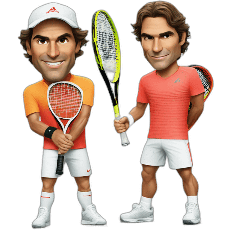 Rafa nadal and Federer with tennis rackets emoji