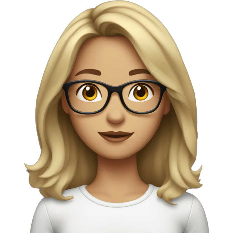 A girl with dark blonde medium length hair and glasses  emoji