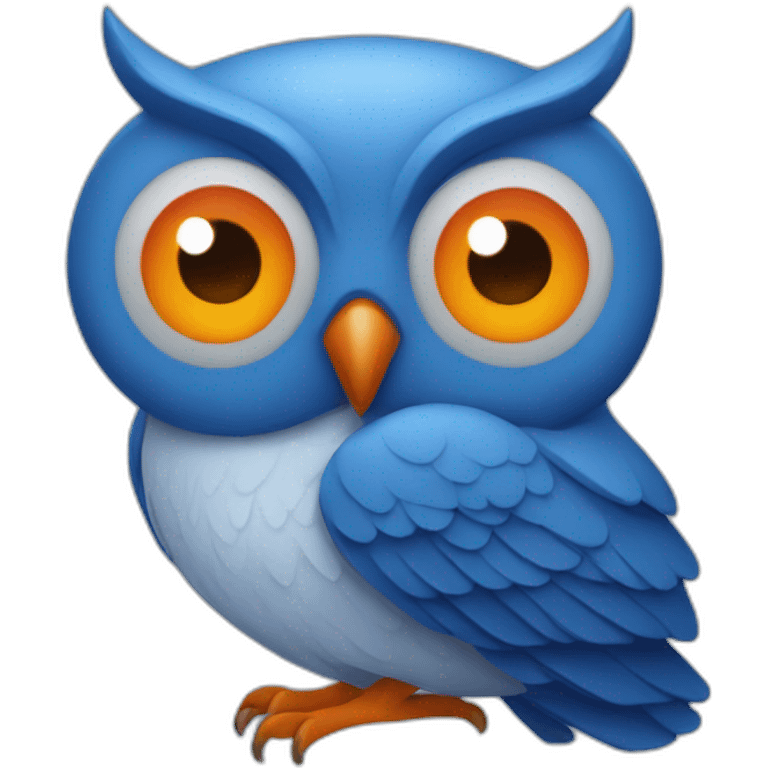 blue owl with orange eyes emoji