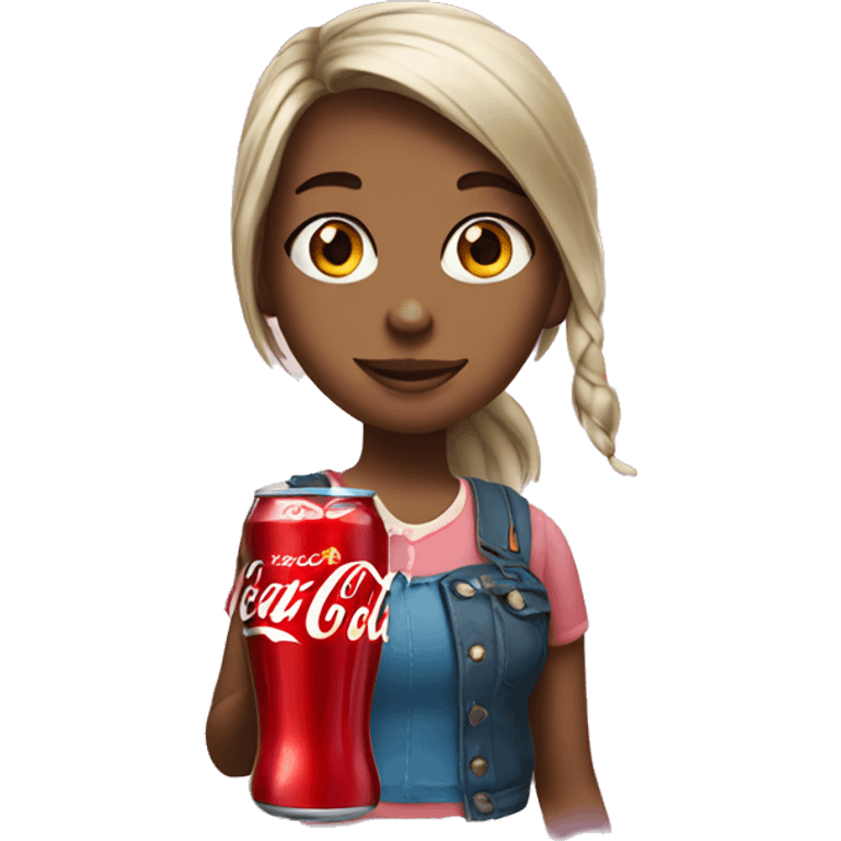 Girl holding coca cola emoji