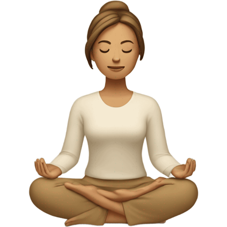 golden brown haired youthful middle aged peaceful woman meditating, warm but pale tan emoji