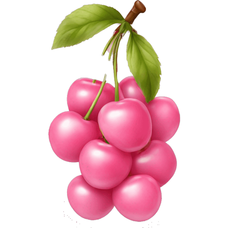 Light pink cherries with a ribbon on top of stem emoji