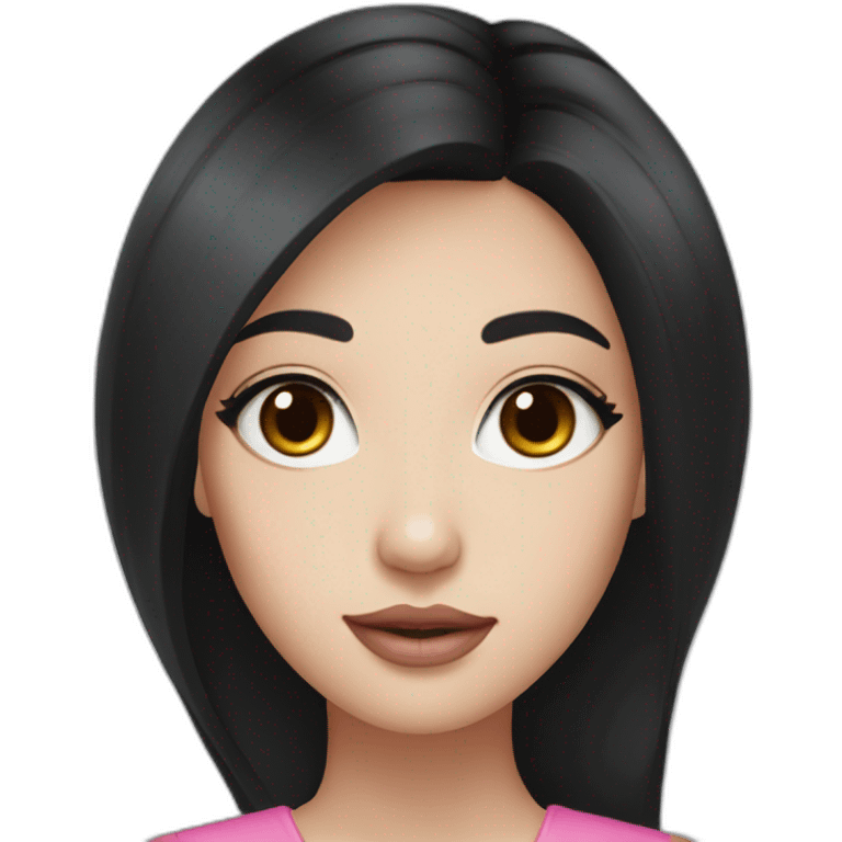 Beautiful woman,Black hair,long hair,White skin,oval face,big eyes,Blackeyes,Pink lips,Chinese emoji