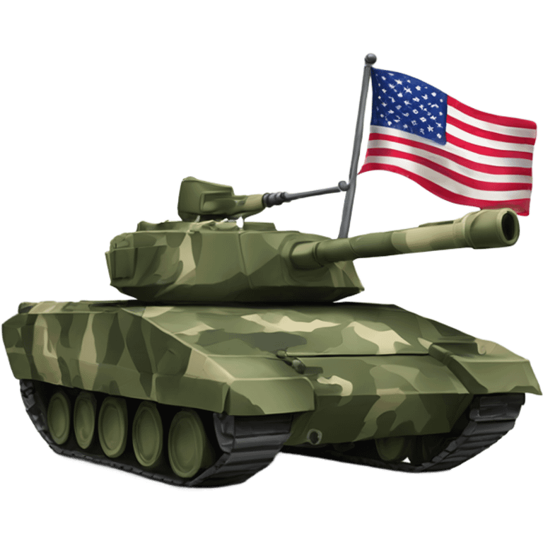 Camouflage cartoon tank with American flag emoji