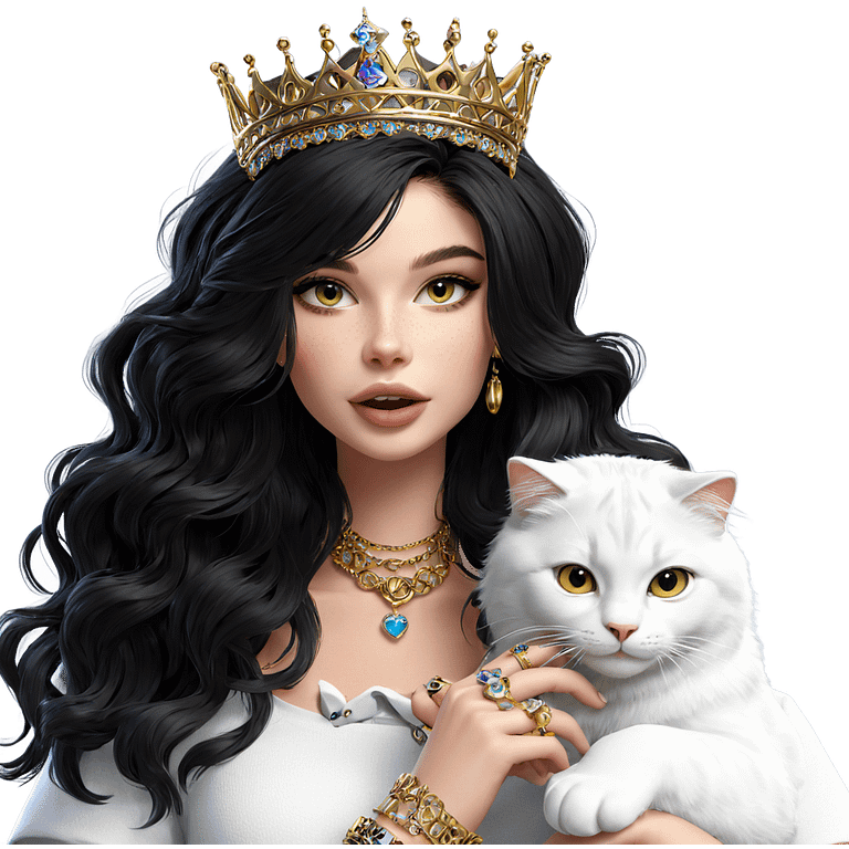 girl with cat and jewelry emoji