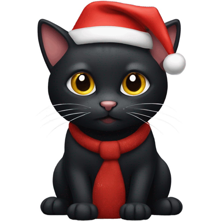 Black cat with Christmas hat emoji