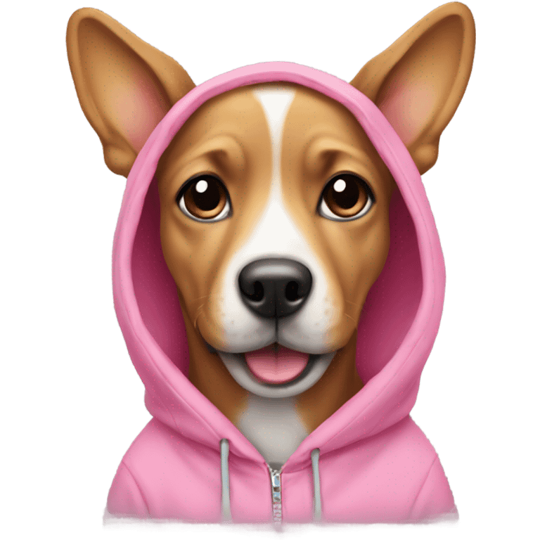 cute dog wearing pink hoodie emoji