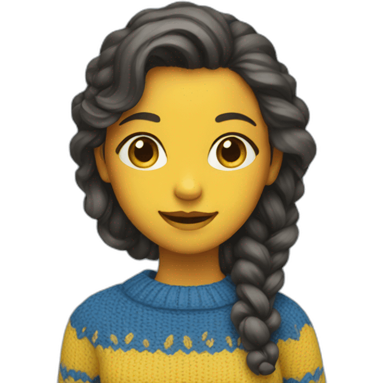 Girl in blue and yellow sweater emoji