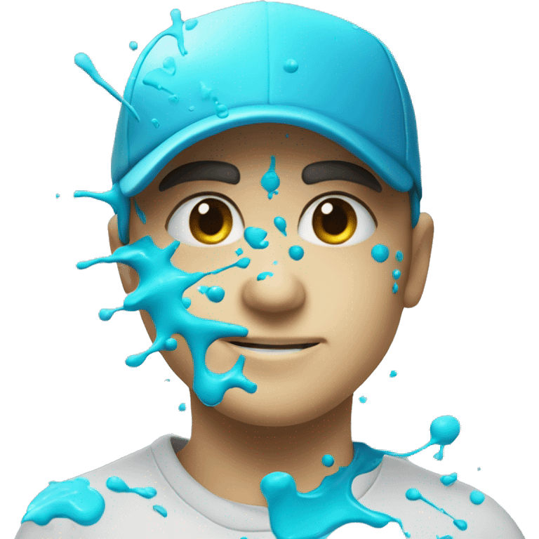 Glowing Cyan blue paint splash splatter emoji