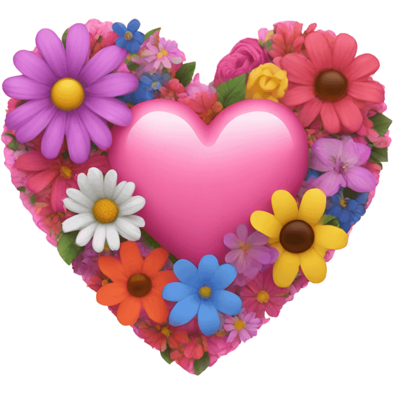 Pink heart with flowers around it emoji