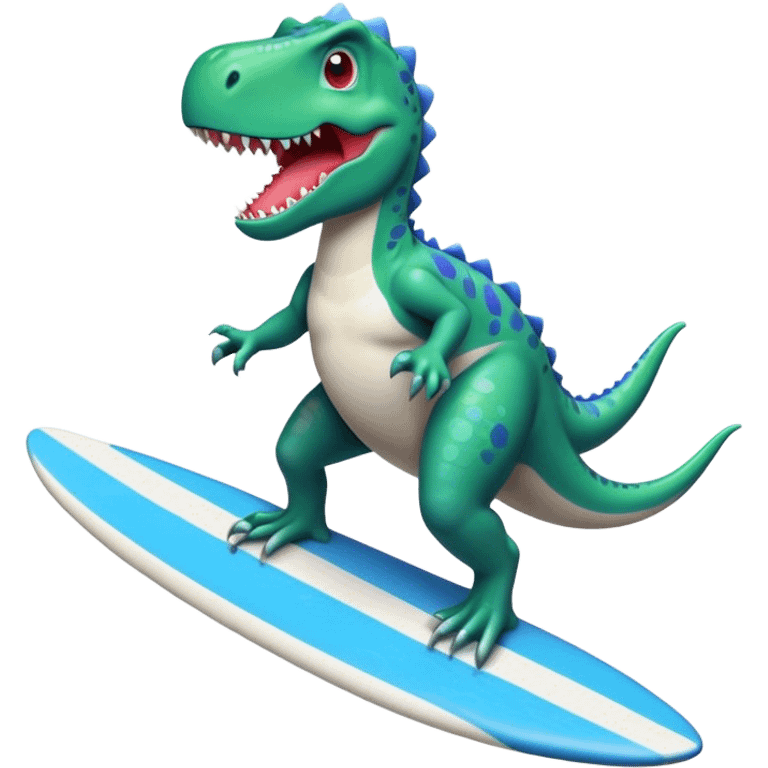 Dino using a surfboard  emoji