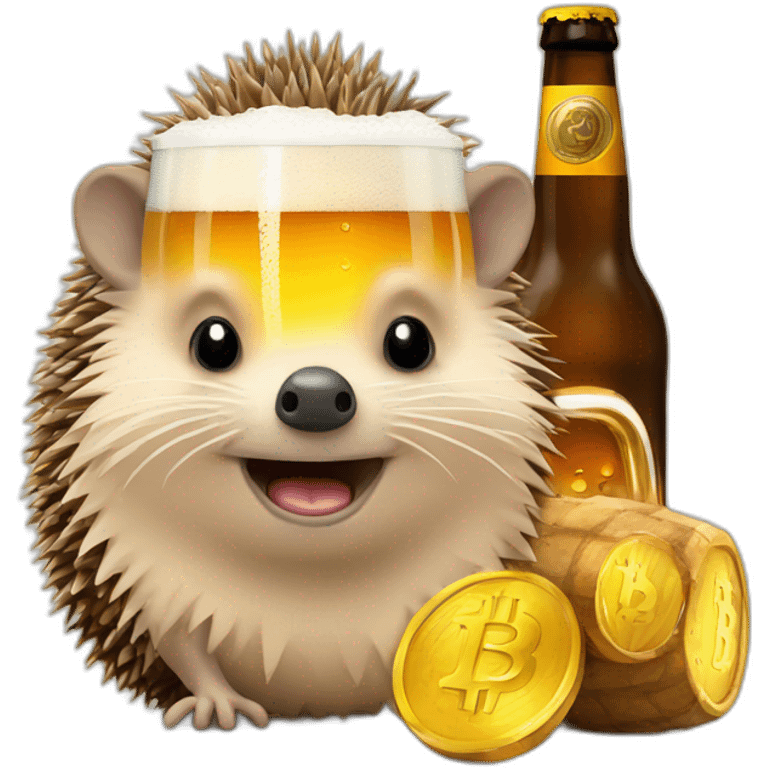 hedgehog bitcoin and beer emoji