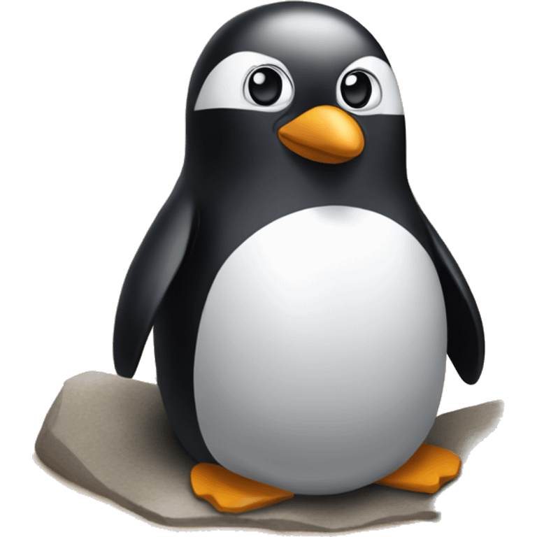 Penguin sitting on The Rock in a desert emoji