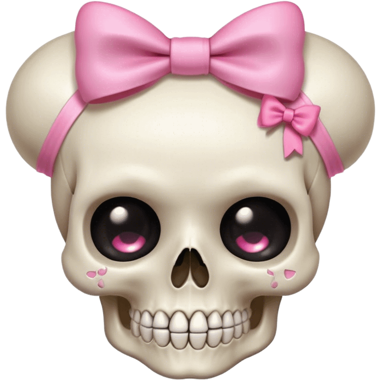 kawaii skull with pink bow emoji