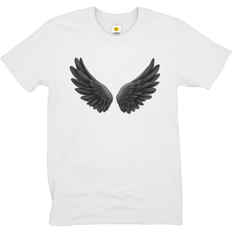 white t shirt with small drawing of wings on the front emoji