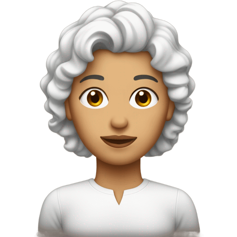 Mujer blanca con pelo chino y barba emoji