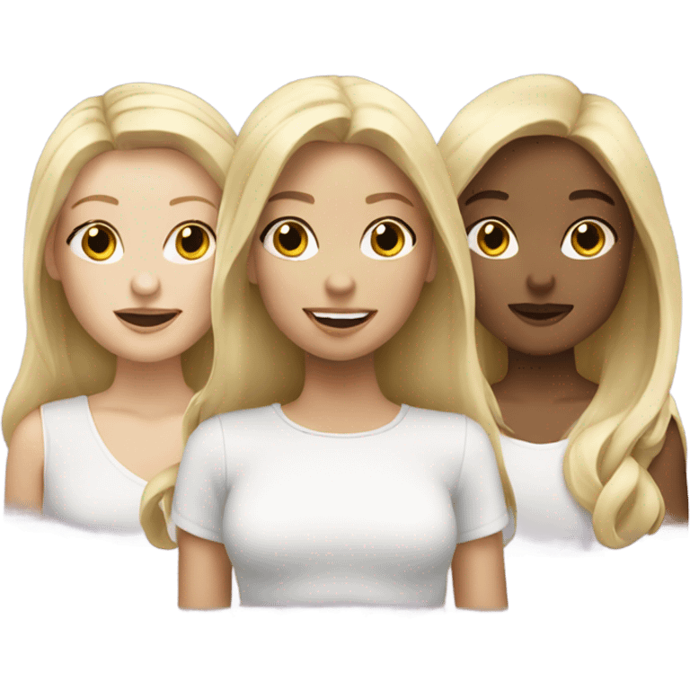 three blonde girls with small white bag  emoji