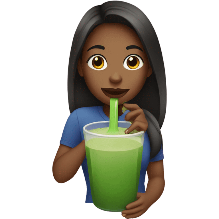 Girl drinking green juice emoji