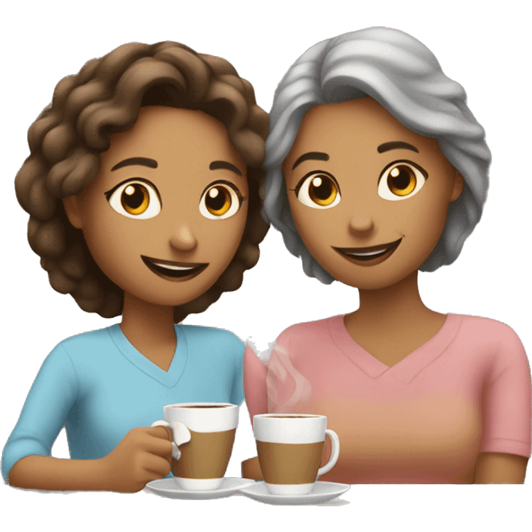 mom and daughter having coffee emoji