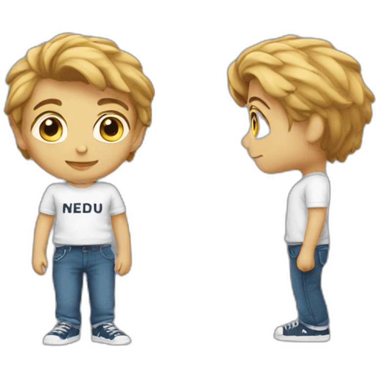 boy with T-shirt text nedu emoji