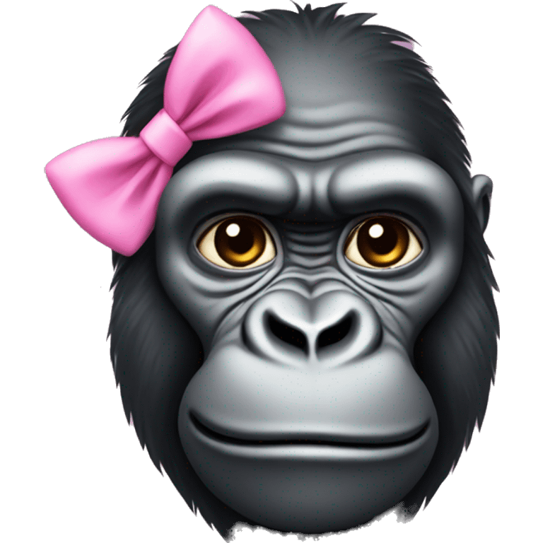 Gorilla with pink bow by ear emoji