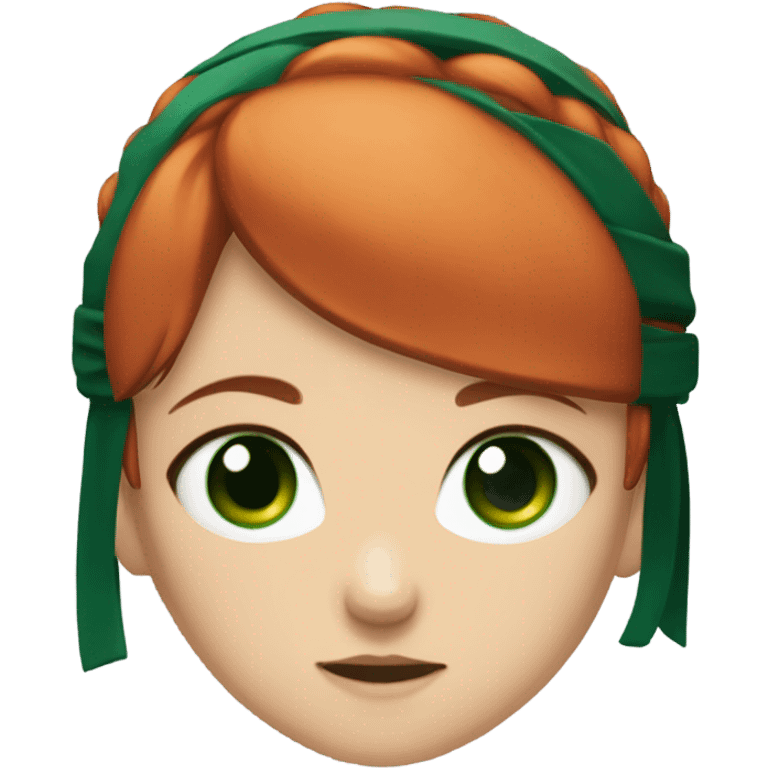  Short Red hair and green embrald eyes girl with a ninja konoha headband  emoji