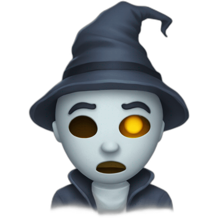 Un humain qui a peur d'un déguisement d'Halloween emoji