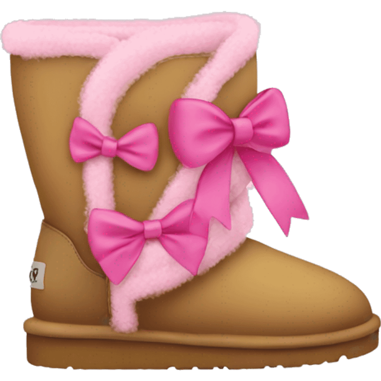 Uggs with a bow and pink emoji