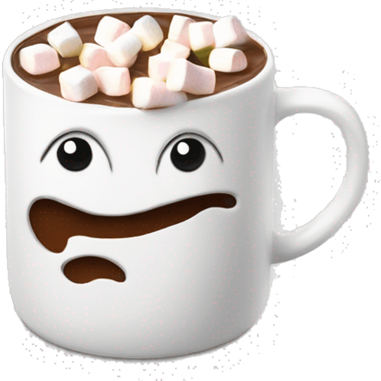 White mug with hot chocolate and marshmallows on top  emoji