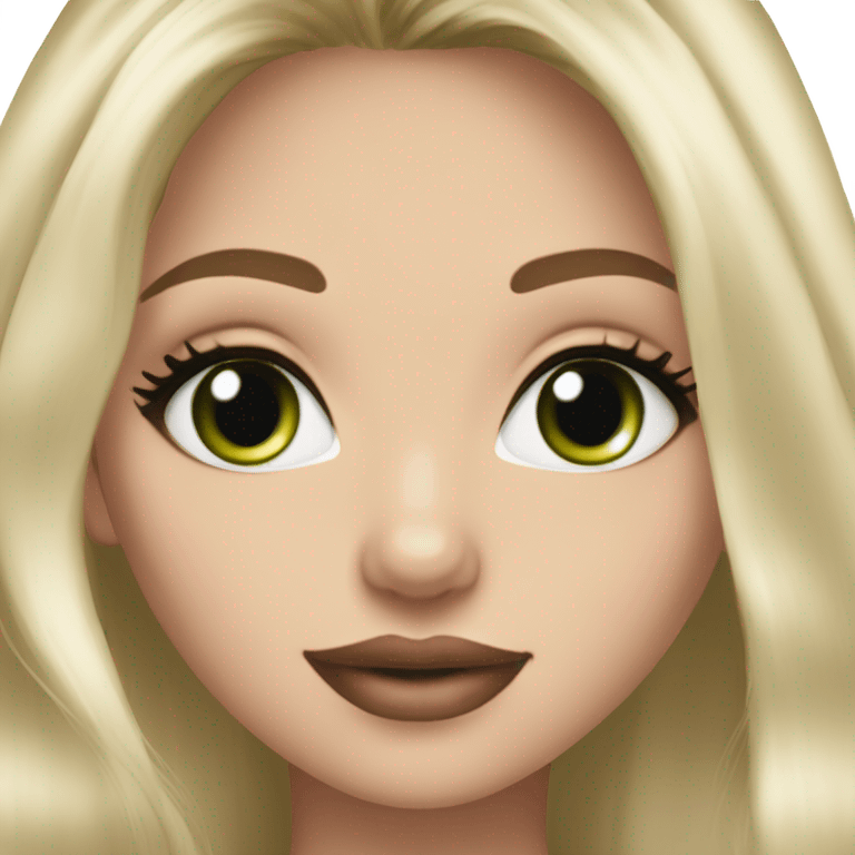 Light blonde balayage girl green eyes long hair mauve lips rosy cheeks looks like me emoji